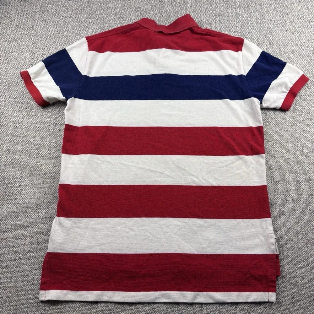 Polo Ralph Lauren Polo Shirt size M white navy Red stripes Green Horse Logo